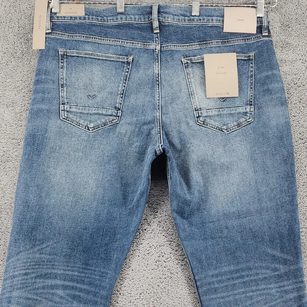 Hudson Blake Jeans Mens 40x34 Medium Wash Denim Slim Straight Distressed Pocket